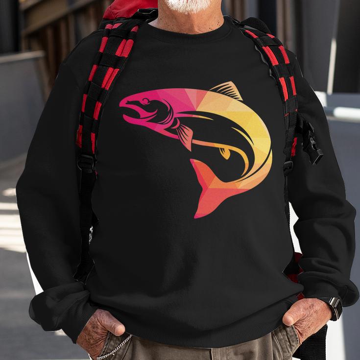 Colorful Geometric Fish Sweatshirt Gifts for Old Men