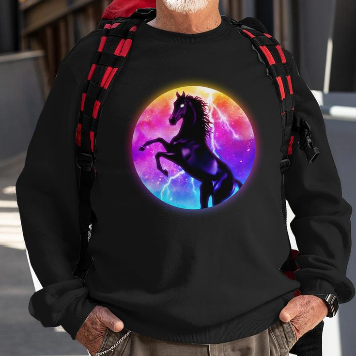 Colorful Retro 80S Eighties Lightning Galaxy Horse Sweatshirt Gifts for Old Men