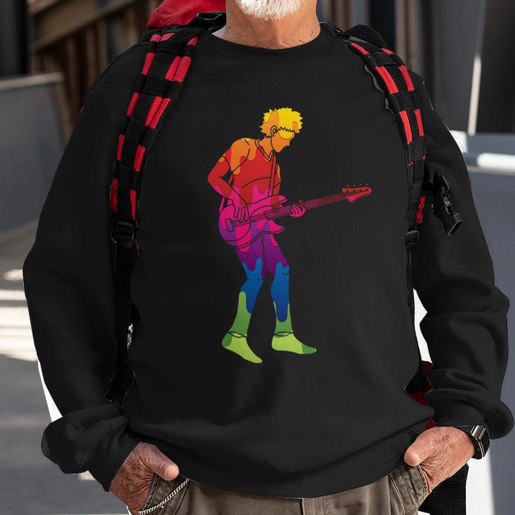 Cool Colorful Music Guitar Guy Sweatshirt Gifts for Old Men