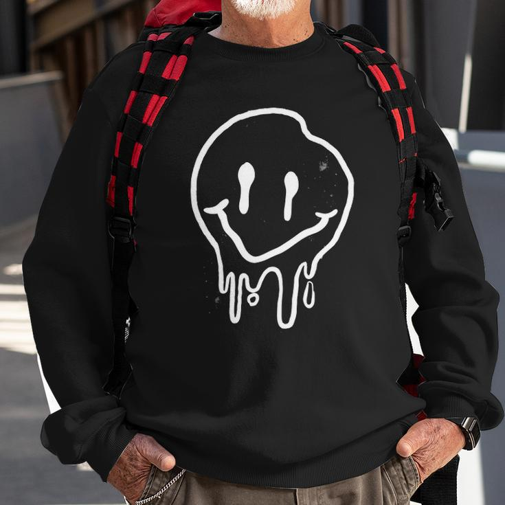 Cool Melting Smiling Face Emojicon Melting Smile Sweatshirt Gifts for Old Men