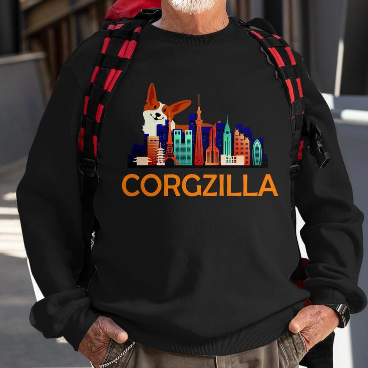 Corgzilla Funny Corgi Dog Sweatshirt Gifts for Old Men