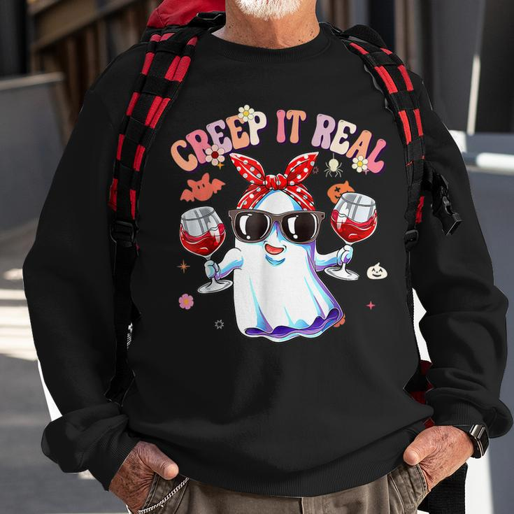 Creep It Real Ghost Kids Boys Girls Halloween Costume Sweatshirt Gifts for Old Men