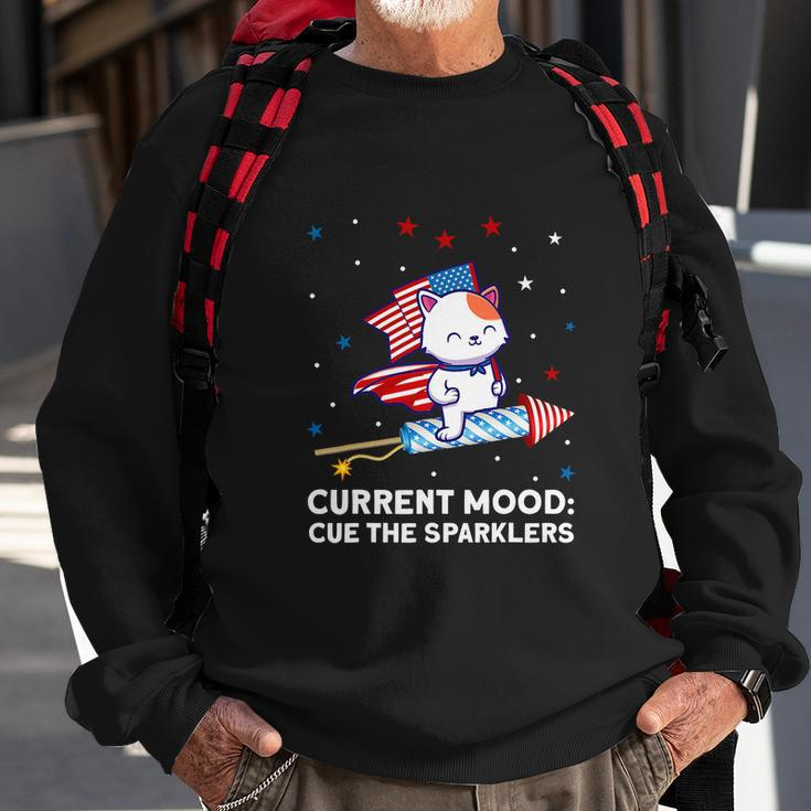 Current Mood Cue The Sparklers 4Th Of July Sweatshirt Gifts for Old Men
