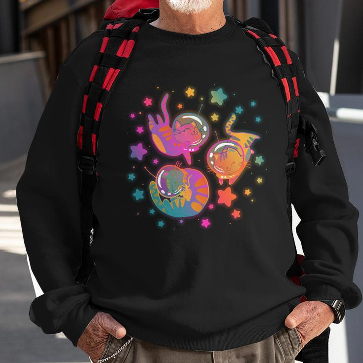 Cute Funny Astronaut Space Kitty Cats Sweatshirt Gifts for Old Men