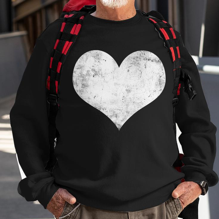 Cute Heart Valentines Day Vintage Distressed Sweatshirt Gifts for Old Men