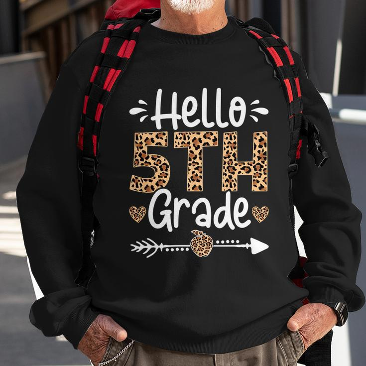Cute Hello Fifth Grade Leopard Happy Last Day Of School Cool Gift Sweatshirt Gifts for Old Men