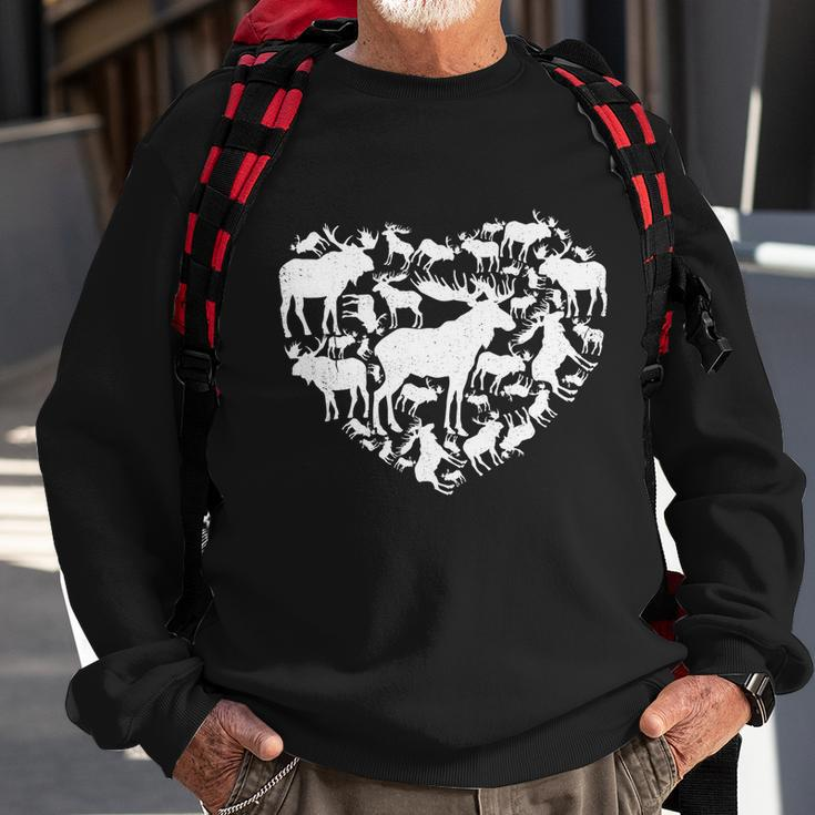 Cute Valentines Day Couple Heart Moose Animals Lover Gift Sweatshirt Gifts for Old Men