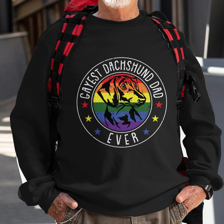 Dachshund Dad Lgbtgreat Giftq Gay Pride Flag Doxie Dog Lover Ally Great Gift Sweatshirt Gifts for Old Men