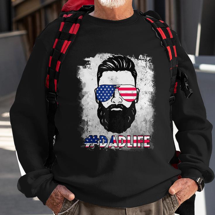 Dad Life Beard Sunglasses Usa Flag Fathers Day 4Th Of July Sweatshirt Gifts for Old Men