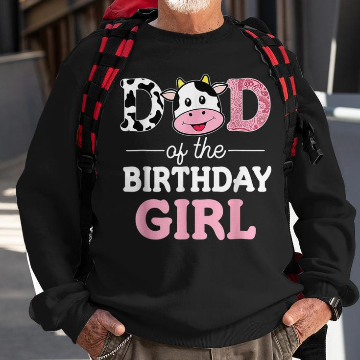 Dad Of The Birthday Girl Farm Cow Daddy Papa Sweatshirt Gifts for Old Men