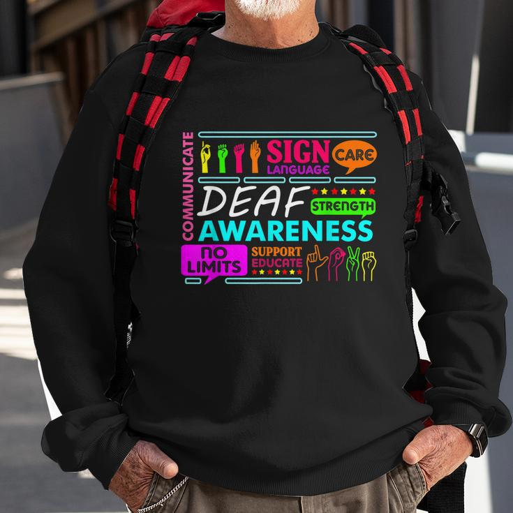 Deaf Awareness Sign Deafness Hearing Loss Warrior Tshirt Sweatshirt Gifts for Old Men