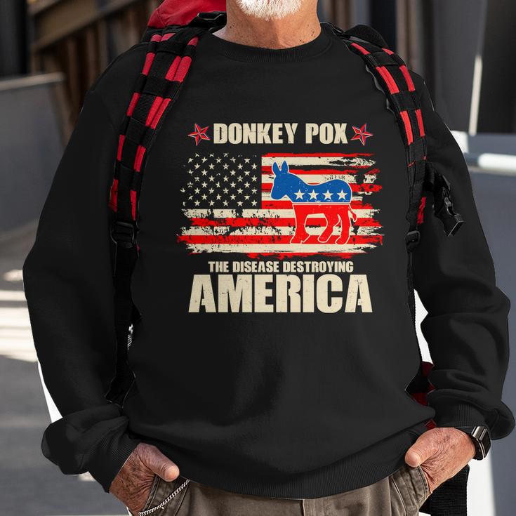 Distressed Donkey Pox The Disease Destroying America Sweatshirt Gifts for Old Men