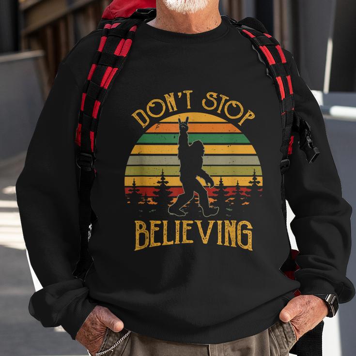 Dont Stop Believing Bigfoot Rock And Roll Retro Sasquatch Sweatshirt Gifts for Old Men