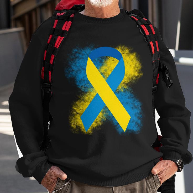 Down Syndrome Awareness Blue & Yellow Ribbon Sweatshirt Gifts for Old Men