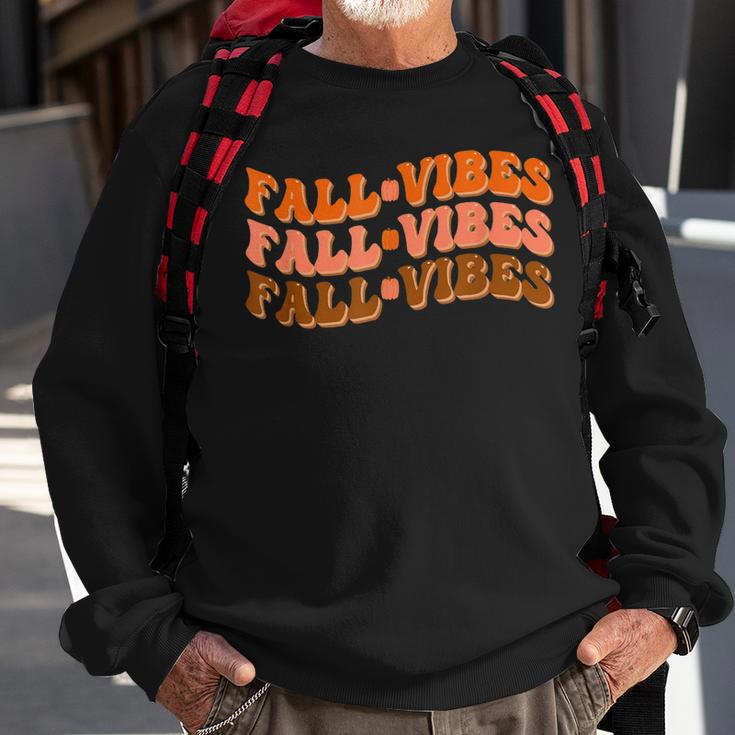 Fall Vibes Thanksgiving Retro Groovy Sweatshirt Gifts for Old Men