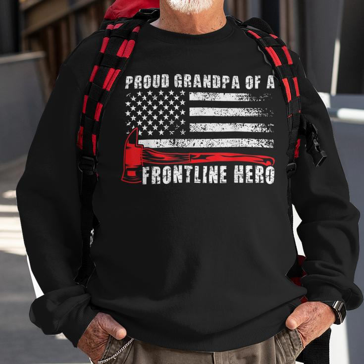Firefighter Proud Firefighter Grandpa Of A Hero Fireman Grandpa V2 Sweatshirt Gifts for Old Men