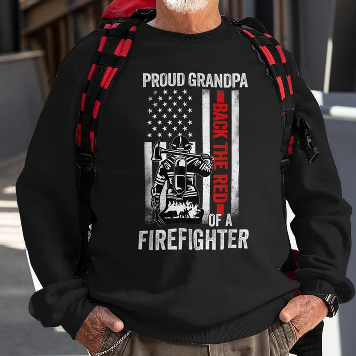 Firefighter Proud Grandpa Of A Firefighter Back The Red American Flag Sweatshirt Gifts for Old Men