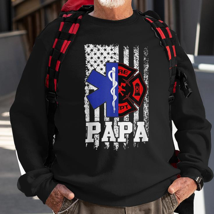 Firefighter Proud Papa Fathers Day Firefighter American Fireman Father V2 Sweatshirt Gifts for Old Men
