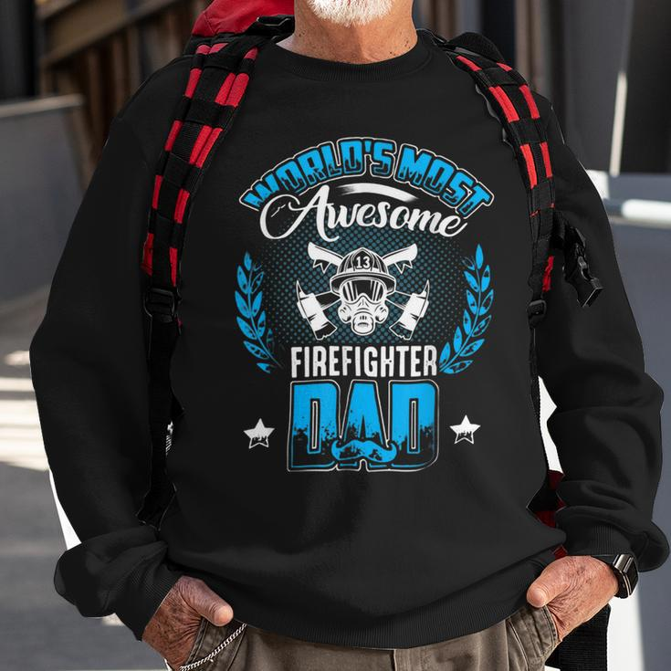 Firefighter Proud Worlds Awesome Firefighter Dad Cool Dad Fathers Day V2 Sweatshirt Gifts for Old Men