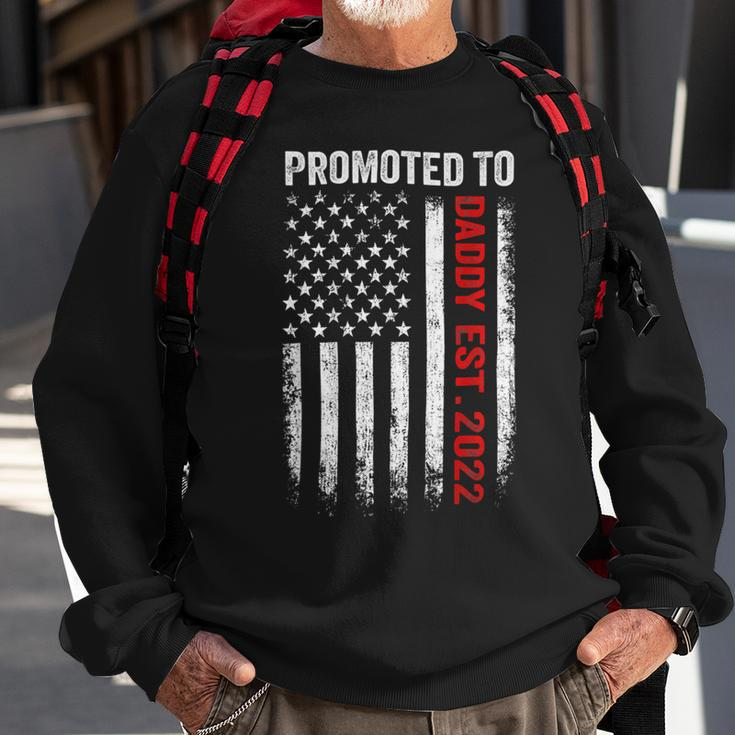 Firefighter Red Line Promoted To Daddy 2022 Firefighter Dad Sweatshirt Gifts for Old Men
