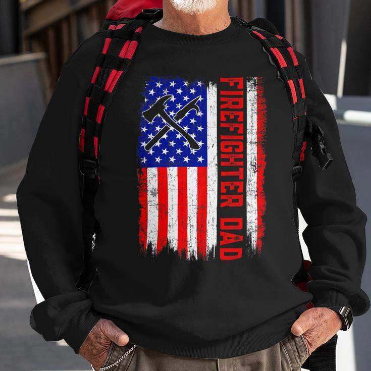 Firefighter Retro American Flag Firefighter Dad Jobs Fathers Day Sweatshirt Gifts for Old Men