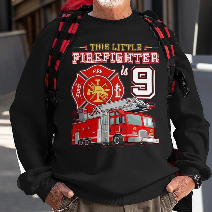 Firefighter This Little Firefighter Is 9 Years Old 9Th Birthday Kid Boy Sweatshirt Gifts for Old Men