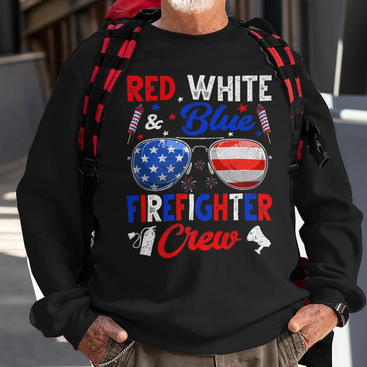 Firefighter Vintage Red White Blue Firefighter American Flag Sweatshirt Gifts for Old Men