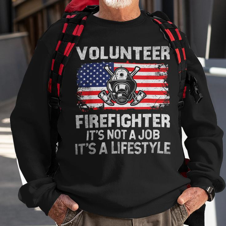 Firefighter Volunteer Firefighter Lifestyle Fireman Usa Flag Sweatshirt Gifts for Old Men