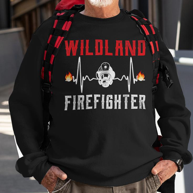 Firefighter Wildland Firefighter Fire Rescue Department Heartbeat Line Sweatshirt Gifts for Old Men