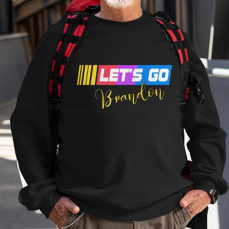 Fjb Lets Go Brandon Anti Biden Chant Racing Logo Tshirt Sweatshirt Gifts for Old Men