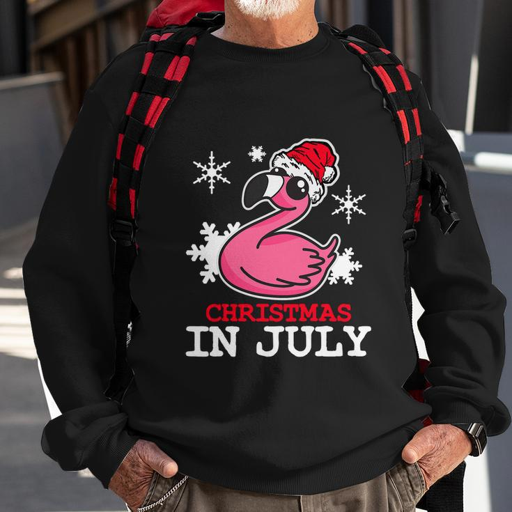 Flamingo Funny Christmas In July Snowflakes Sweatshirt Gifts for Old Men