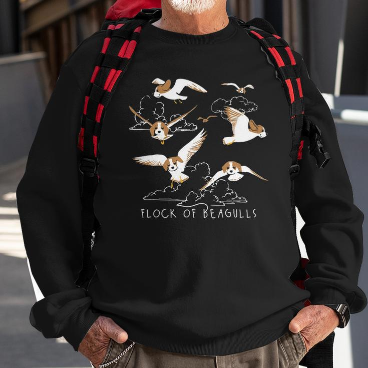 Flock Of Beagulls Beagle With Bird Wings Dog Lover Funny Sweatshirt Gifts for Old Men