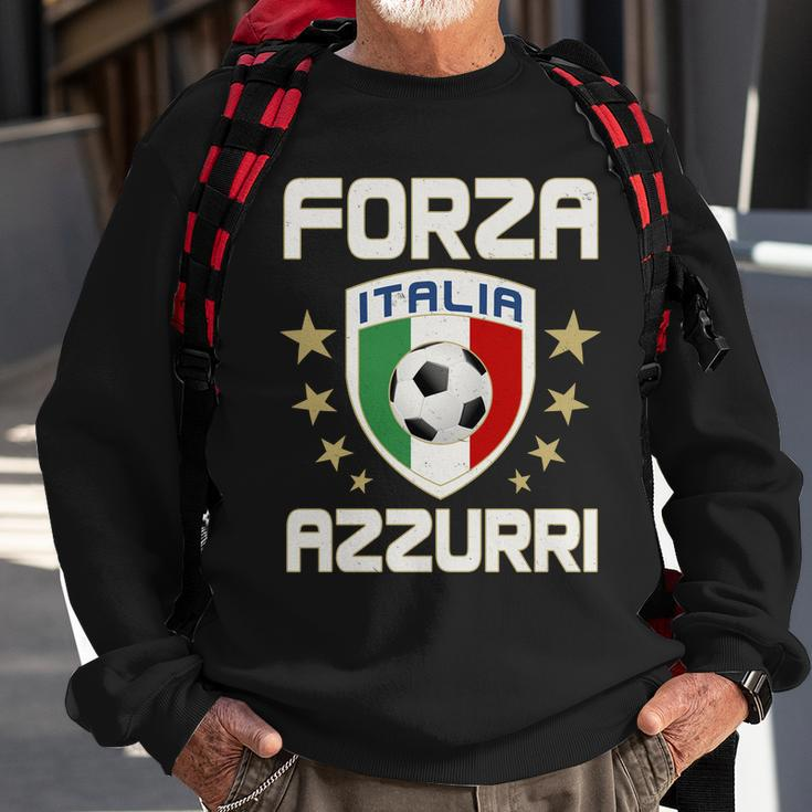 Forza Azzurri Italia Italy Shield Logo Soccer Team Sweatshirt Gifts for Old Men