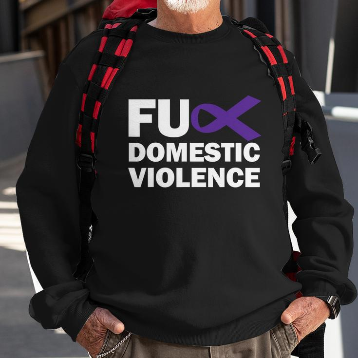 Fuck Domestic Violence Purple Ribbon Domestic Violence Sweatshirt Gifts for Old Men