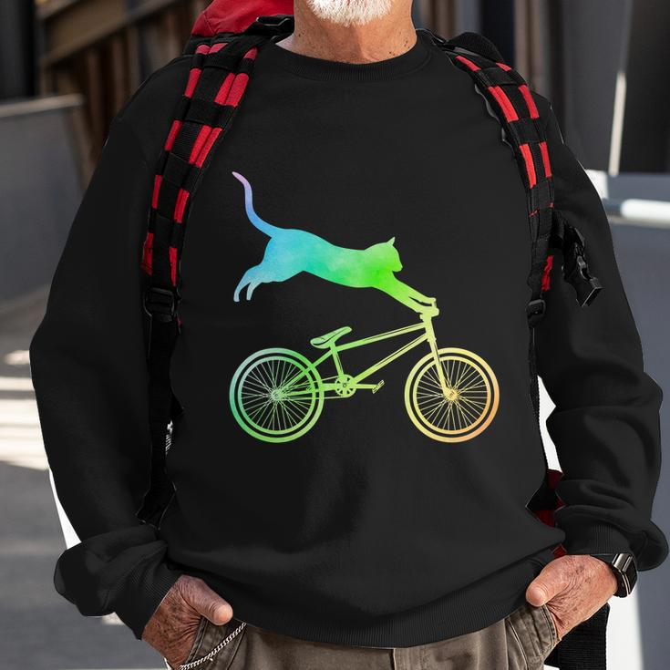 Funny Cat Cyclist Animal Gift Bmx Bicycle Sweatshirt Gifts for Old Men