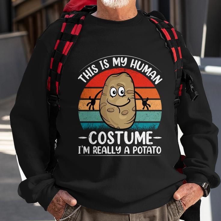 Funny Cute Retro Distressed Sunset Potato Human Costume Halloween Costume Sweatshirt Gifts for Old Men