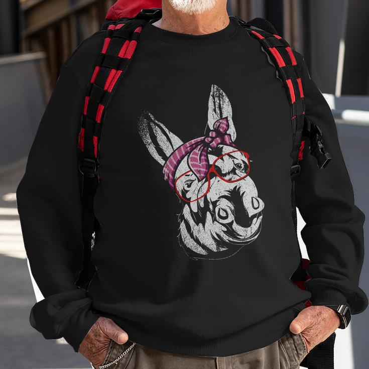 Funny Donkey Glasses Farm Animal Lover Farmer Bandana Donkey Great Gift Sweatshirt Gifts for Old Men