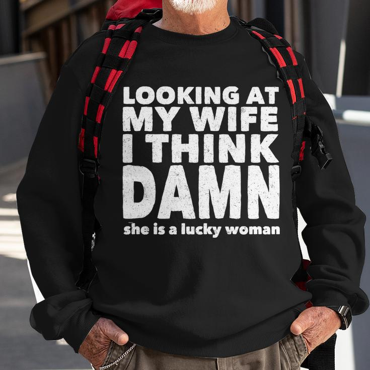 Funny Husband Lucky Wife Tshirt Sweatshirt Gifts for Old Men