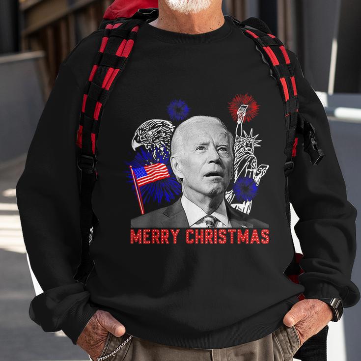 Funny Joe Biden Happy Christmas In July Usa Flag V2 Sweatshirt Gifts for Old Men