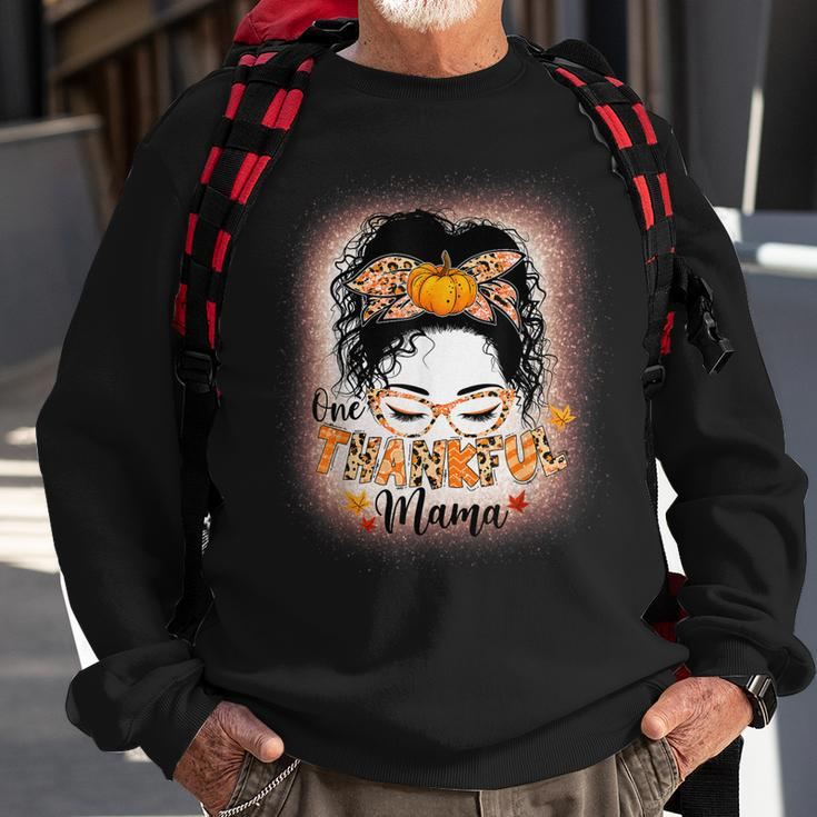 Funny Messy Bun One Thankful Mama Fall Autumn Thanksgiving V2 Sweatshirt Gifts for Old Men