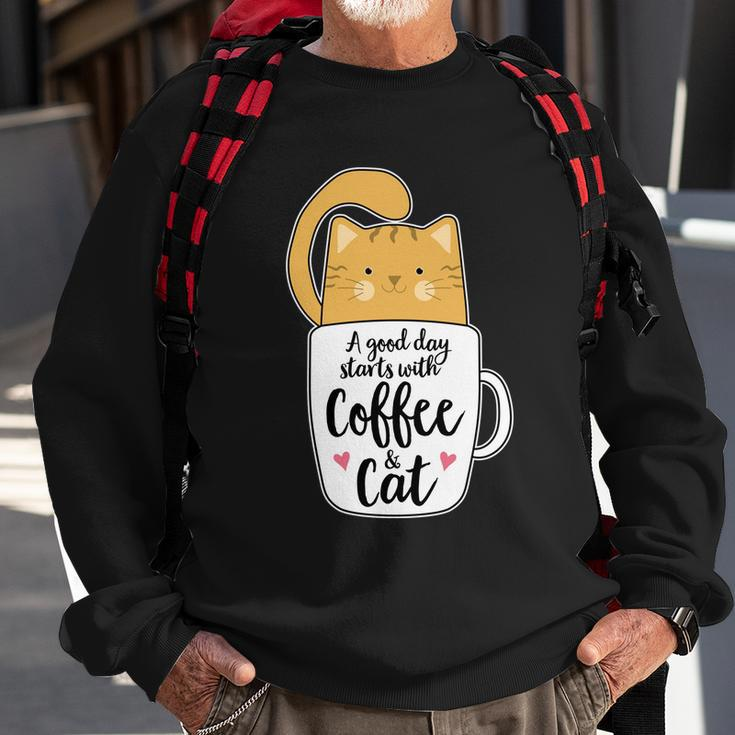 Funny Orange Cat Coffee Mug Cat Lover Sweatshirt Gifts for Old Men