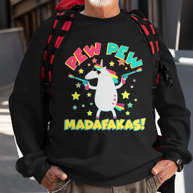 Funny Pew Pew Madafakas Unicorn Sweatshirt Gifts for Old Men