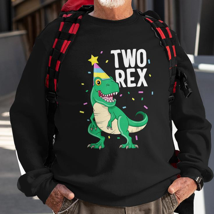 Funny Two Rex 2Nd Birthday Boy Gift Trex Dinosaur Party Happy Second Gift Sweatshirt Gifts for Old Men
