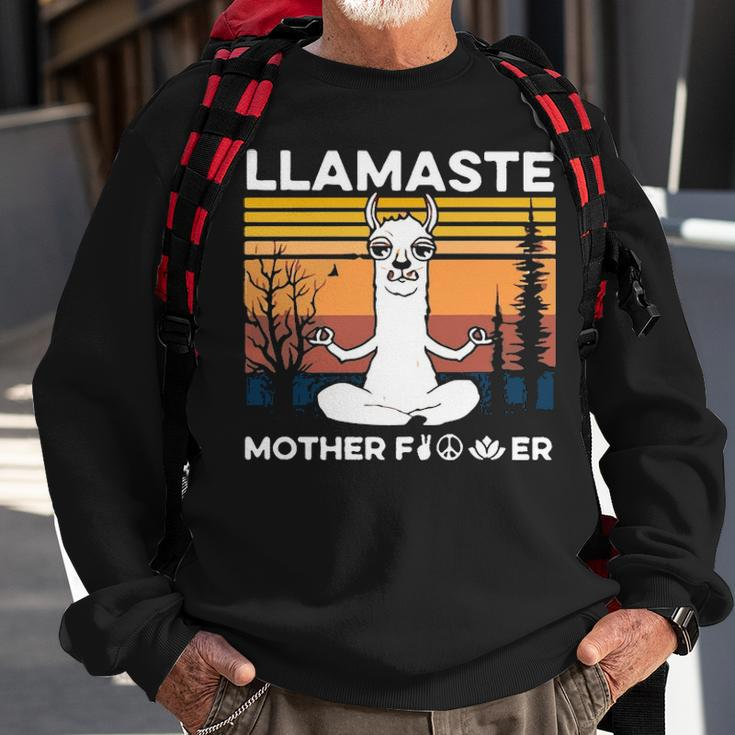 Funny Yoga Llamaste Mother Fvcker Retro Vintage Mans Sweatshirt Gifts for Old Men
