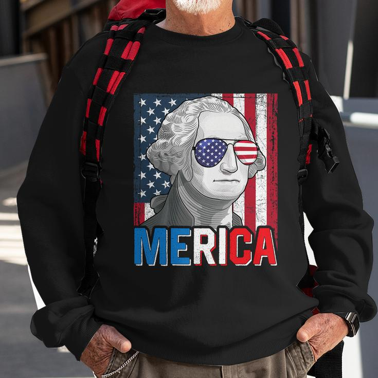 George Washington 4Th Of July Merica Men Women American Flag Sweatshirt Gifts for Old Men