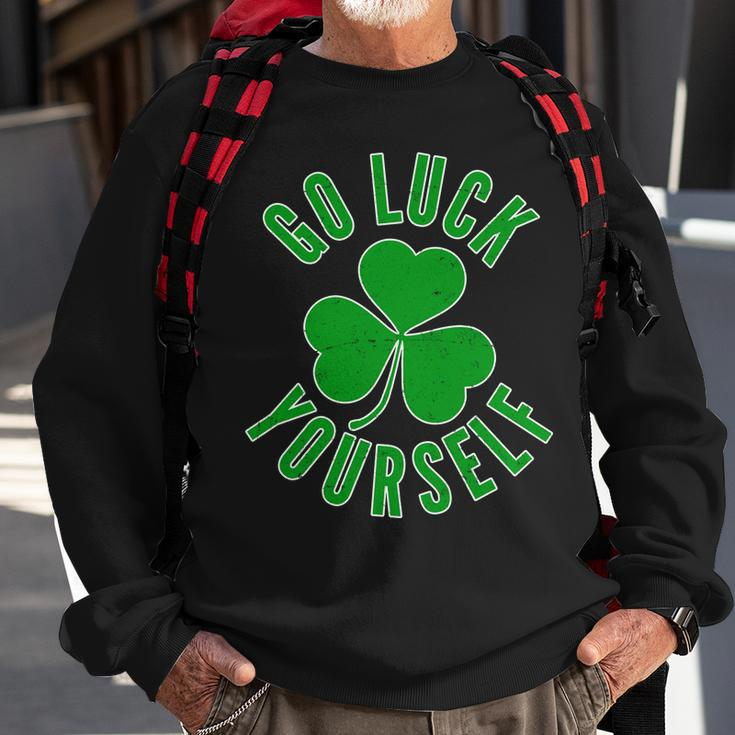 Go Luck Yourself Irish Clover Sweatshirt Gifts for Old Men