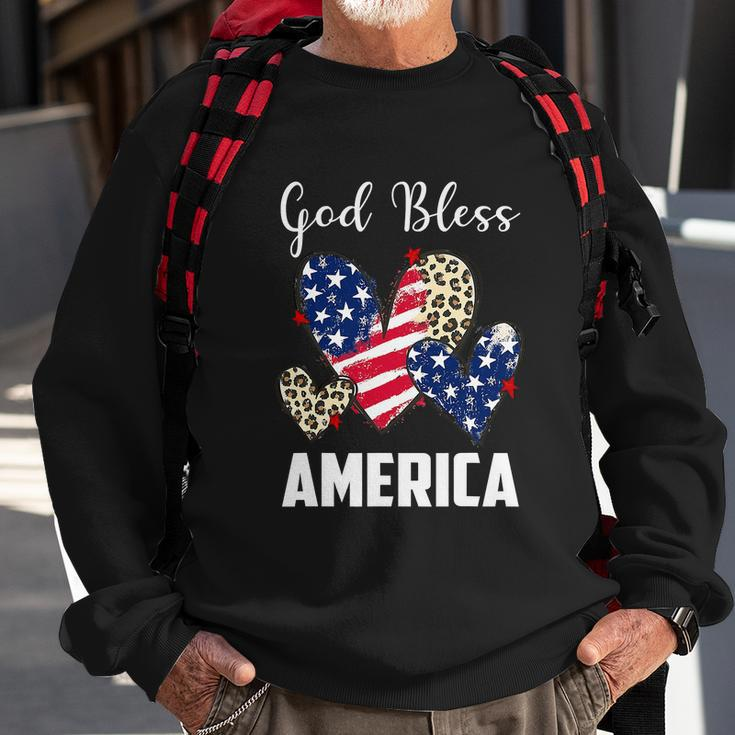 God Bless America Leopard Christian 4Th Of July Sweatshirt Gifts for Old Men