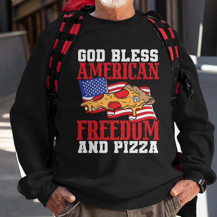 God Bless American Freedom And Pizza Plus Size Shirt For Men Women And Family Sweatshirt Gifts for Old Men