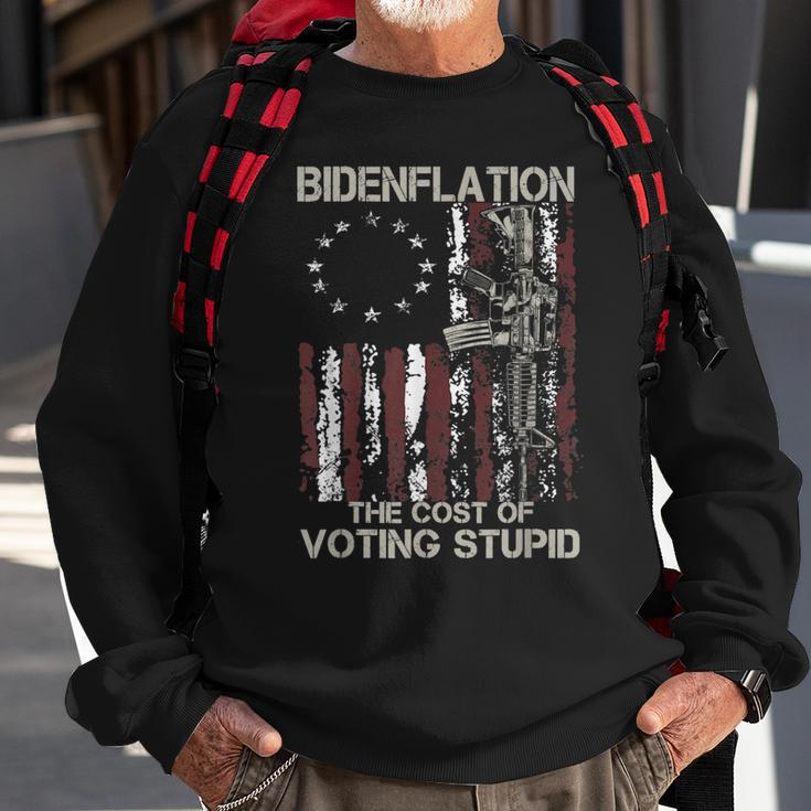 Gun Usa Flag Patriots Bidenflation The Cost Of Voting Stupid Men Women Sweatshirt Graphic Print Unisex Gifts for Old Men