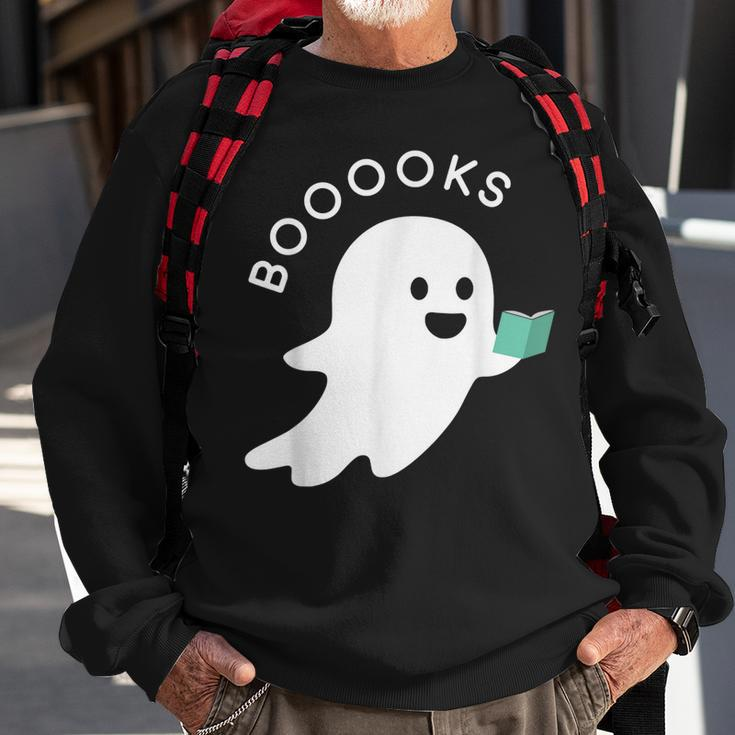 Halloween Booooks Ghost Reading Boo Read Books Library Sweatshirt Gifts for Old Men